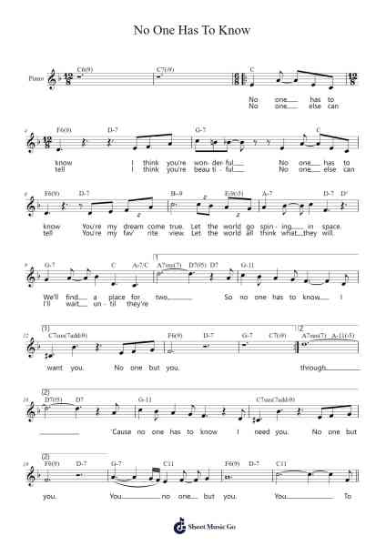 No One Has To Know Sheet Music by Thomas Mizer-Arr.Blithephne