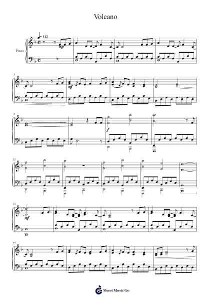 Volcano Sheet Music by Emily Hearn-Arr.Keyed Kakuk