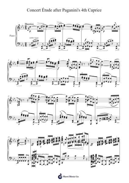 Concert Étude after Paganini's 4th Caprice, Op. 10, No. 4 Sheet Music by Robert Schumann-Arr.Kentnice Dalnoah