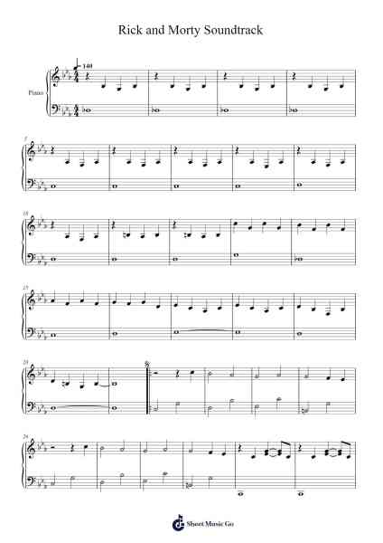 Rick and Morty Soundtrack Ноты для фортепиано от undefined-Arr.Flowergess