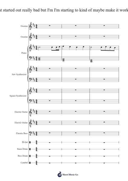 A piece that started out really bad but I'm I'm starting to kind of maybe make it work a little bit Sheet Music by Ethan Shewchuk-Arr.Hobbaird Birdsibyl