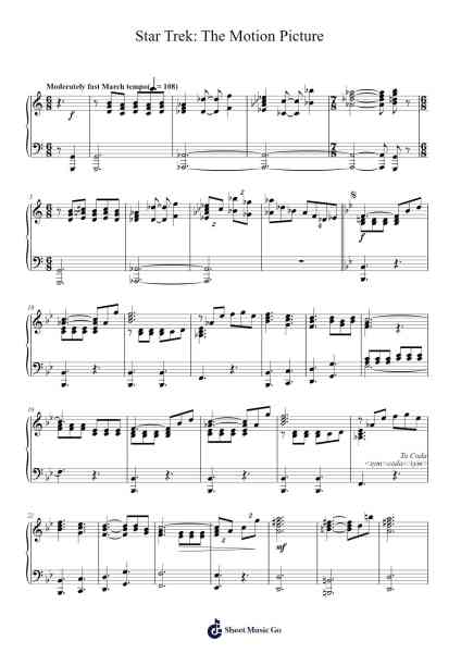 Star Trek: The Motion Picture Sheet Music by Jerry Goldsmith-Arr.Attmen Keycie