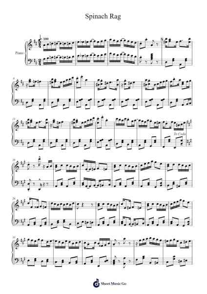 Spinach Rag Sheet Music by Nobuo Uematsu-Arr.Rodblair