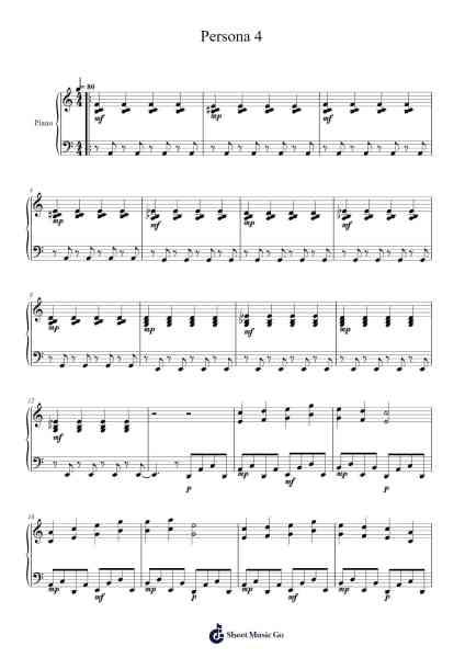 Persona 4 Sheet Music by Shoji Meguro-Arr.Viriah