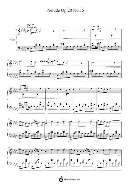 Prelude Op.28 No.15 Sheet Music by Frédéric Chopin-Arr.Nanriah Obrook
