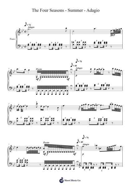 The Four Seasons - Summer in G Minor, RV. 315: II. Adagio Sheet Music by Antonio Vivaldi-Arr.Mccan