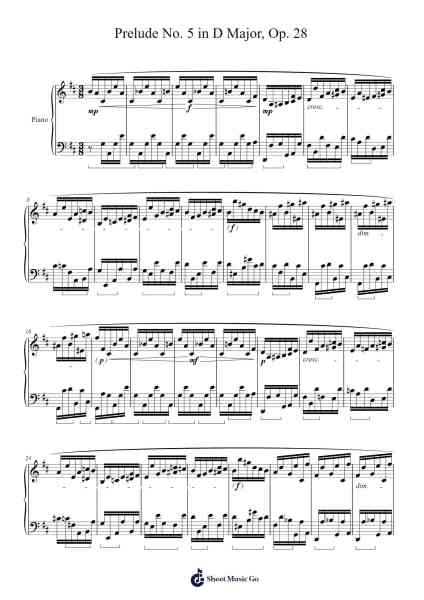 Prelude No. 5 in D Major, Op. 28 Sheet Music by Frédéric Chopin-Arr.Gailmand