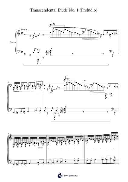 Transcendental Etude No. 1 (Preludio) Sheet Music by Franz Liszt-Arr.Louann Bonpe