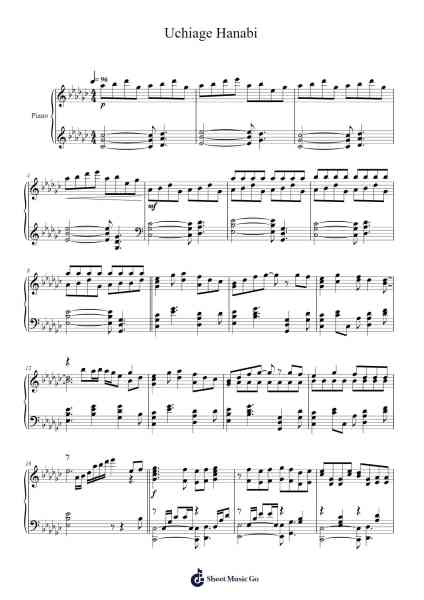 Uchiage Hanabi Sheet Music by DAOKO/Kenshi Yonezu-Arr.Thomgreg