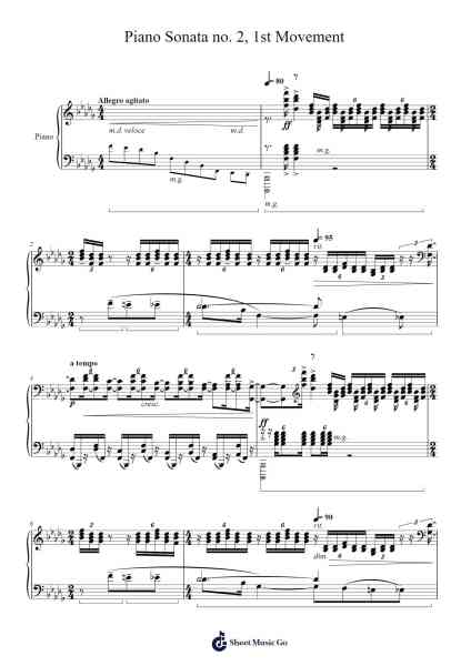Piano Sonata No. 2 in B-flat Minor, Op. 36: I. Allegro agitato Sheet Music by Sergei Rachmaninoff-Arr.Kiplon Pierssar