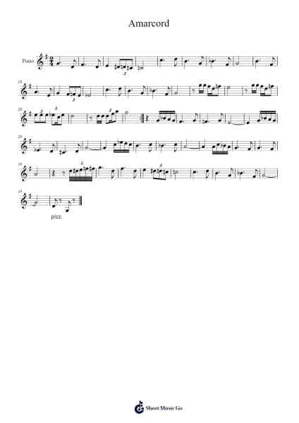 Amarcord Sheet Music by Nino Rota-Arr.Shawqe Bryy
