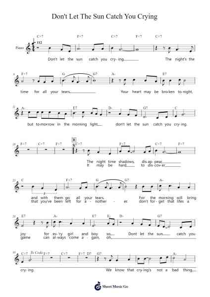 Don't Let The Sun Catch You Crying Sheet Music by Gerry Marsden-Arr.Panwebb Jamesnan
