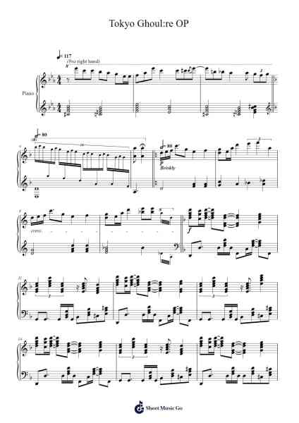 Tokyo Ghoul:re OP Sheet Music by Cö Shu Nie-Arr.Jonal Lancepys