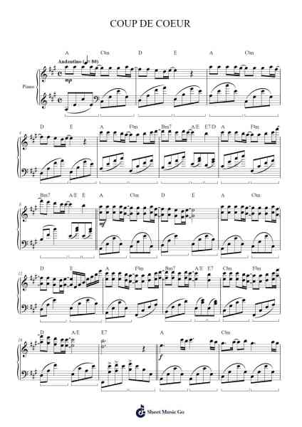 COUP DE COEUR Sheet Music by Paul de Senneville-Arr.Pagdrow Kathrin