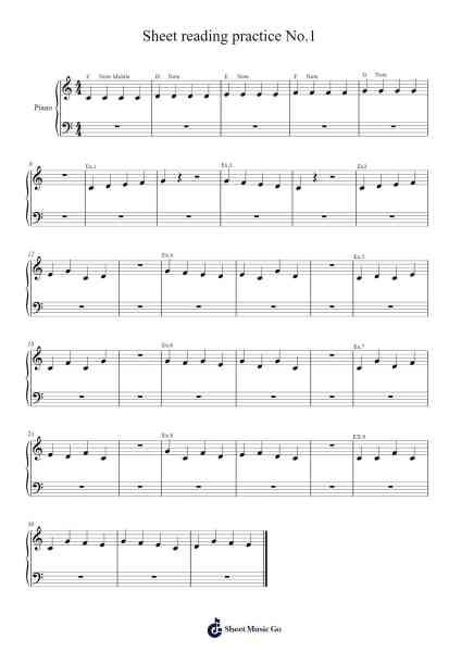 Sheet reading practice No.1 Beginner Sheet Music by undefined-Arr.Deyale