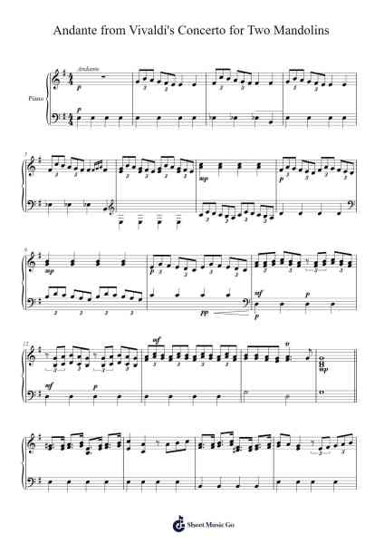 Concerto for Two Mandolins in G Major, RV. 532: II. Andante Sheet Music by undefined-Arr.Auwolf