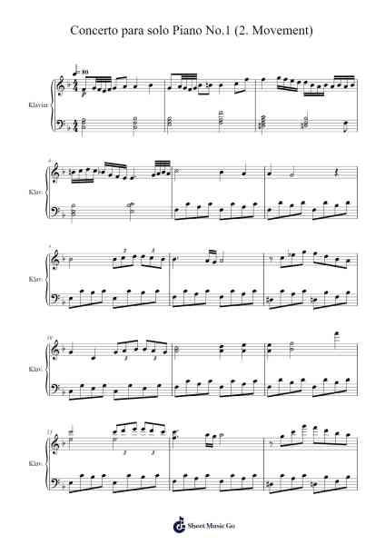 Concerto para solo Piano No.1 (2. Movement) Sheet Music by Tim A.-Arr.Wolflor Coltrid