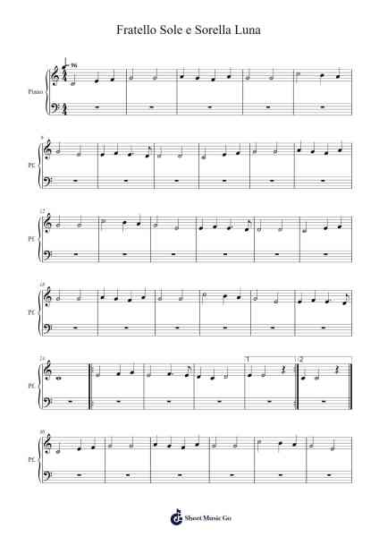 Fratello Sole e Sorella Luna Sheet Music by Claudio Baglioni/Antonio Coggio-Arr.Bonyork