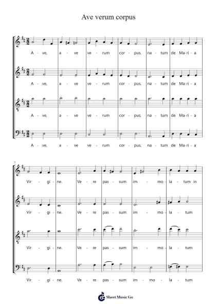 Ave verum corpus Sheet Music by undefined-Arr.Hughlon