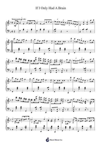 If I Only Had A Brain Sheet Music by Harold Arlen-Arr.Derbroad Zoerah