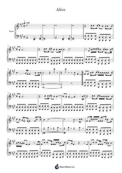 Alive Sheet Music by Sia-Arr.Childvian Petsibyl