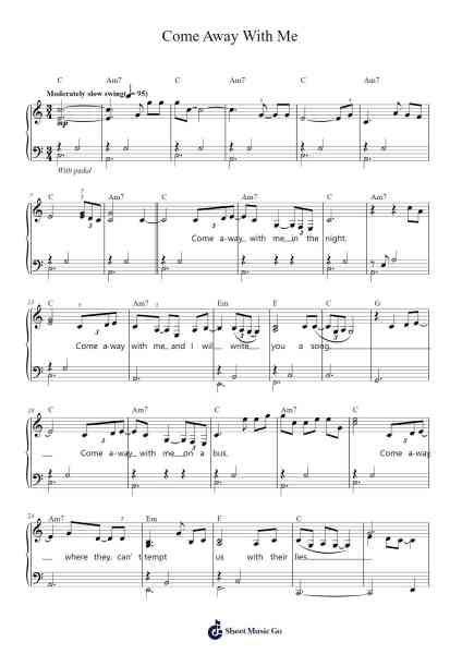 Come Away With Me Sheet Music by Norah Jones-Arr.Xanlain Drychel