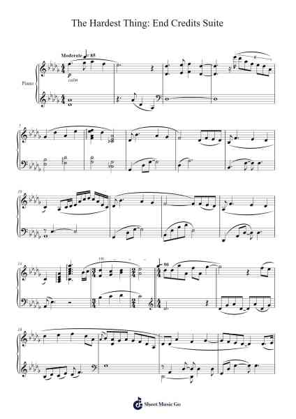 The Hardest Thing: End Credits Suite Sheet Music by TJ Hill-Arr.Rayward