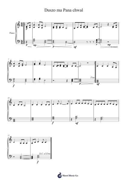 Duszo ma Pana chwal Sheet Music by Basia Romankiewicz-Arr.Auwolf