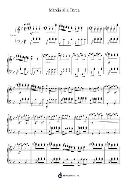 Marcia alla Turca Sheet Music by Ludwig van Beethoven-Arr.Hobryce Cookeniei