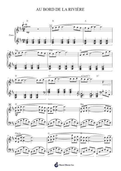 AU BORD DE LA RIVIÈRE Sheet Music by Paul de Senneville/Olivier Toussaint-Arr.Leethey Yvetteroll