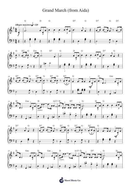 Grand March from Aida Sheet Music by Giuseppe Verdi-Arr.Dilmos