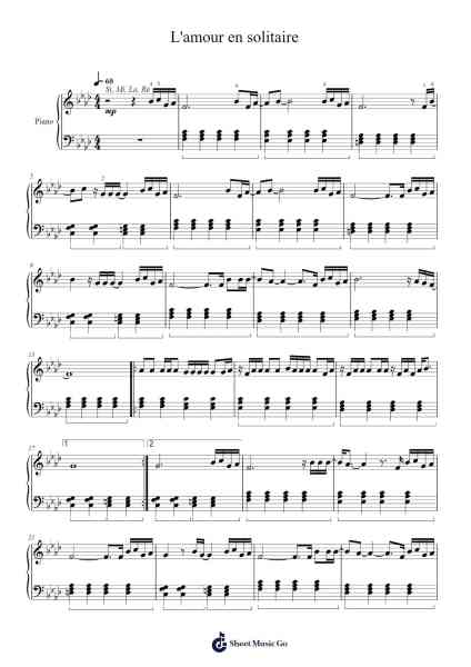 L'amour en solitaire Sheet Music by undefined-Arr.Carlchols