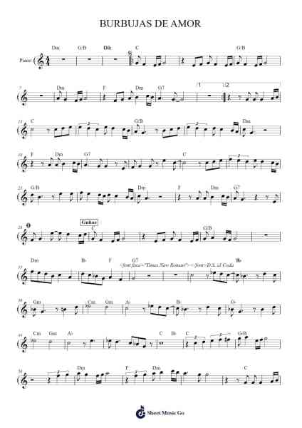 BURBUJAS DE AMOR Sheet Music by JUAN LUIS GUERRA-Arr.Sukin