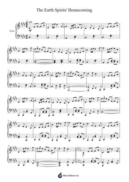 The Earth Spirits' Homecoming Sheet Music by ZUN-Arr.Marmo