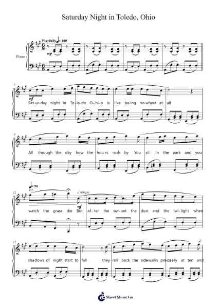 Saturday Night in Toledo, Ohio Sheet Music by Randy Sparks-Arr.Gosnix