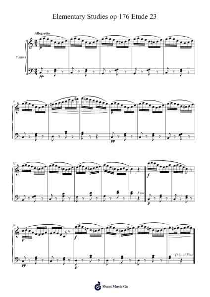 Elementary Studies, Op. 176: Etude No. 23 by Jean Baptiste Duvernoy Sheet Music by Jean-Baptiste Duvernoy-Arr.Mattvelt