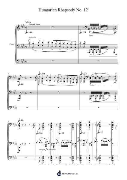 Hungarian Rhapsody No. 12 in C-sharp Minor, S.244/12 Sheet Music by Franz Liszt-Arr.Bradfred Copsweet