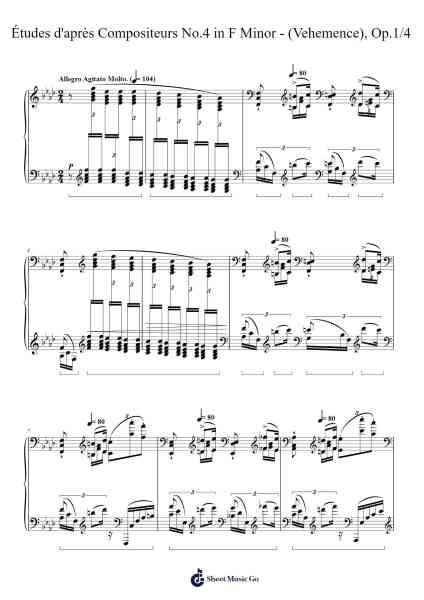 Études d'après Compositeurs No.4 in F Minor - (Vehemence), Op.1/4 Sheet Music by Curbeau-Arr.Bosphia Wisell