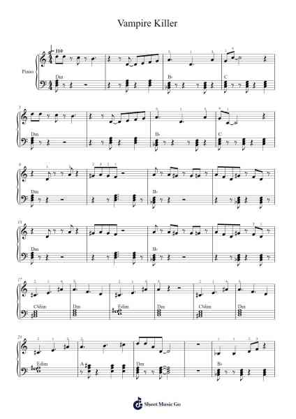 Vampire Killer Partition de musique par undefined-Arr.Fredcamp Viomia