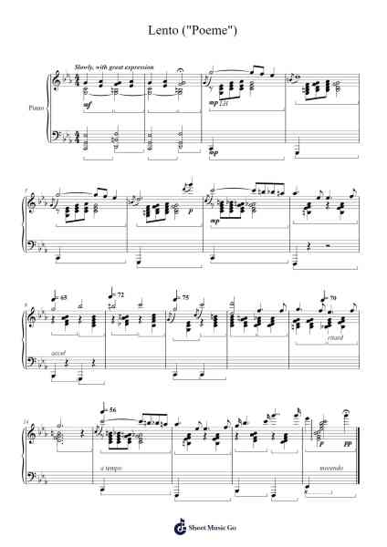 Poème in F-sharp Minor, Op. 61: Lento Sheet Music by Leonard Odegaard-Arr.Eming Birdreade