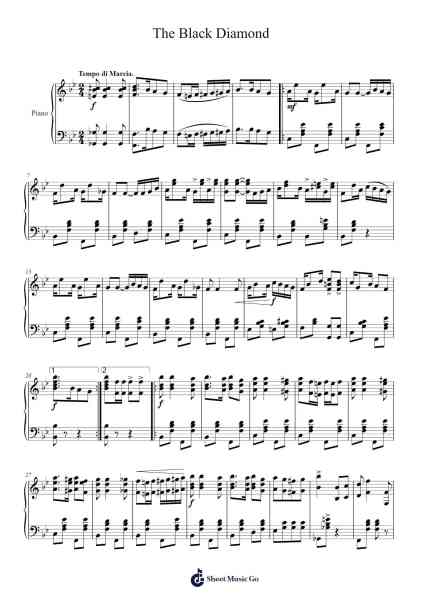 The Black Diamond Sheet Music by GRACE M. BOLEN.-Arr.Duttcash Cornie