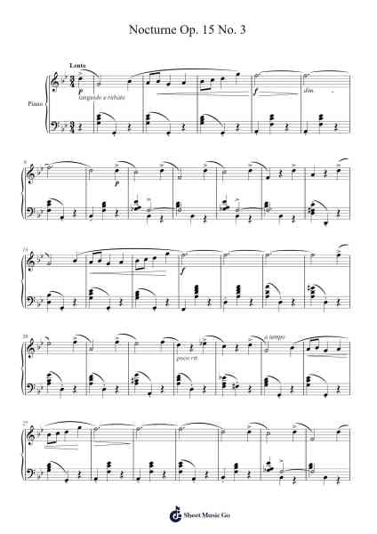 Nocturne Op. 15 No. 3 in G Minor Sheet Music by Frédéric Chopin-Arr.Calthel Chafra