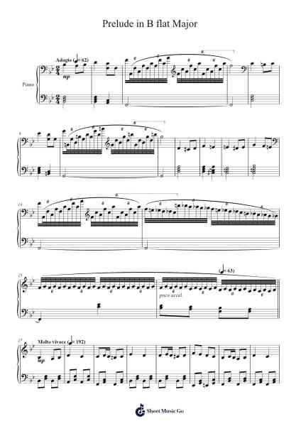 Prelude in B flat Major Sheet Music by Cookeda-Arr.Phylsel Cashsy