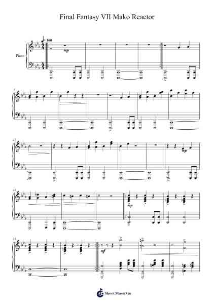 Mako Reactor from Final Fantasy VII Sheet Music by Nobuo Uematsu-Arr.Tethew Wolfdwight