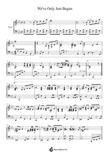 We've Only Just Begun Sheet Music by Paul Williams/Roger Nichols-Arr.Humbart Browningboyd