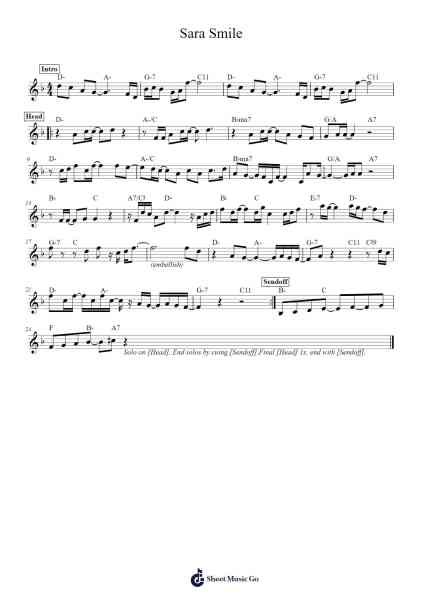 Sara Smile Notenblatt von Hall & Oates-Arr.Milllas