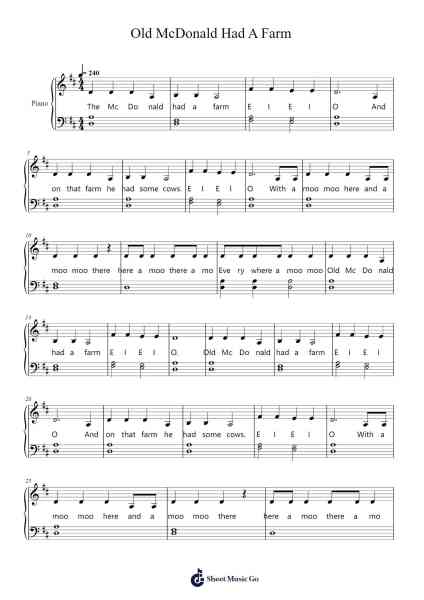 Old McDonald Had A Farm Sheet Music by undefined-Arr.Bonrian Vanqe