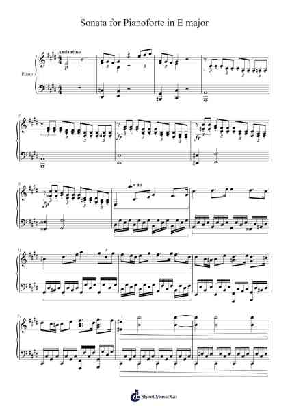 Sonata for Pianoforte in E major Sheet Music by Eleazar Torres Gallegos-Arr.Spenvice