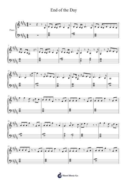 End of the Day Sheet Music by One Direction-Arr.Walshac