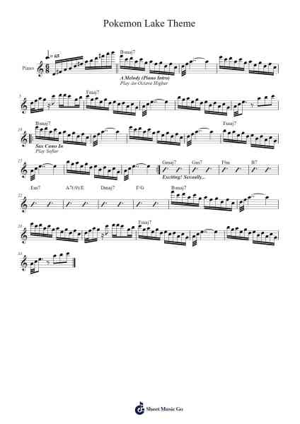 Pokemon Lake Theme Sheet Music by Go Ichinose-Arr.Gembur
